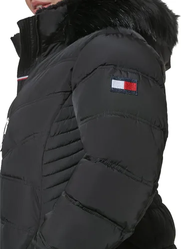 Vista 4 de Tommy Hilfiger Chaqueta acolchada larga con capucha para mujer de talla grande