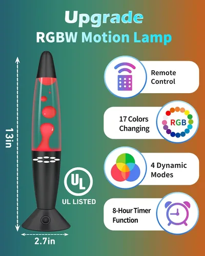 Vista 3 de Elomavapa - Lámparas de movimiento líquido color negro, 17 colores cambiantes con control remoto, luz nocturna LED de 13.5 pulgadas para niños