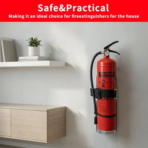 Vista 2 de Soporte para extintor de incendios, soporte de pared, compatible con extintores de incendios de 2.5 libras, acero inoxidable