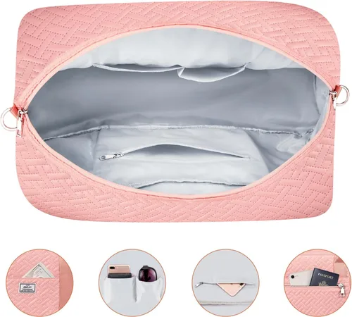 Vista 60 de IBFUN Bolsas de fin de semana para mujer, bolsa grande de lona para viaje, bolsa de viaje con compartimento para zapatos, 21 pulgadas, juego de 3