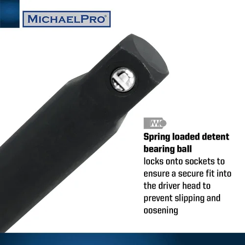 Vista 5 de MichaelPro MP005041 - Juego de barras de extensión de impacto de 1/2 pulgada, extensiones de enchufe de 3 piezas, (3, 6, 8 pulgadas), acero CR-V