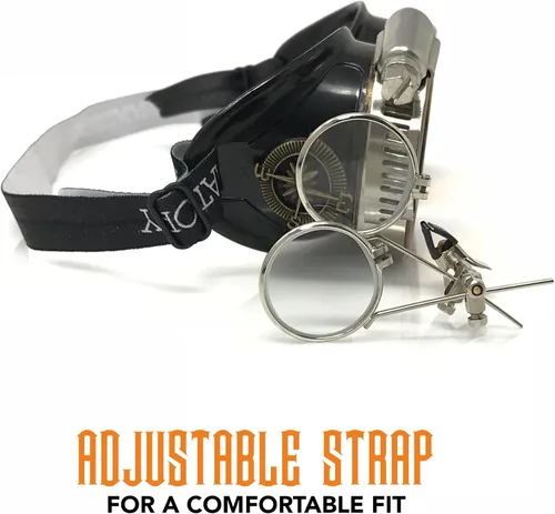 Vista 42 de Lentes estilo victoriano Steampunk con diseño de brújula, lentes de colores y lupa ocular