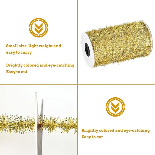 Vista 2 de Canlierr Guirnalda de oropel de Navidad de 50 yardas con purpurina fina metálica para decoración de árbol de Navidad, fiesta de cumpleaños, boda