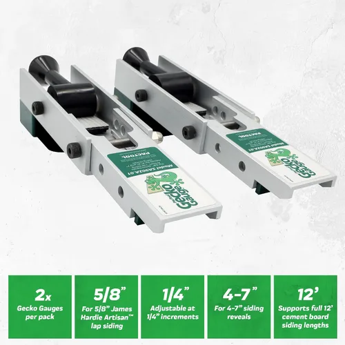 Vista 3 de PacTool SA902A01 Artisan Gecko Gauge Kit de Montaje para Revestimiento – Para uso con revestimiento de fibrocemento de 5/8 pulgadas, serie HZ5