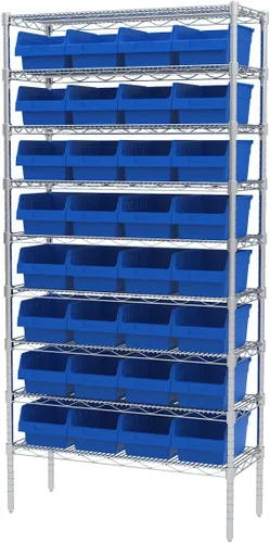Vista 4 de Akro-Mils 30080 ShelfMax - Caja de almacenamiento de plástico para anidar, 12 pulgadas de largo por 8 pulgadas de ancho por 6 pulgadas de alto, Azul