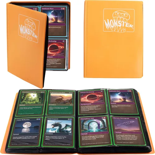 Vista 20 de Monster - Carpeta para tarjetas coleccionables de 4 bolsillos, álbum Holofoil negro, protección TCG antirrobo y anticaídas con bolsillos laterales