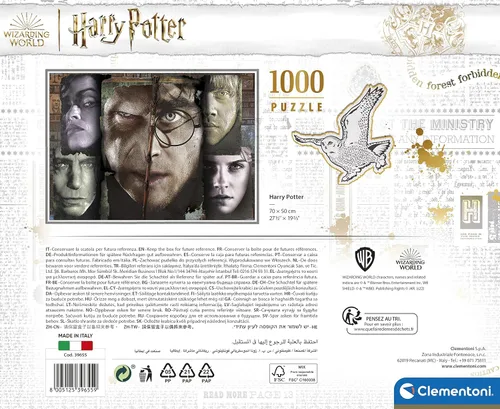 Vista 3 de Clementoni 39655 Harry Potter - Rompecabezas para adultos, 1000 piezas, hecho en Italia, multicolor