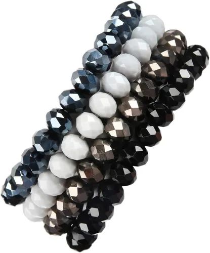 Vista 7 de Caiyao Pulsera Bohemia de Cuentas Multicapa Apilable, Versátil Elástica de Hilo Declaración Envolvente Brazalete Tipo Puño Deslizable con Cuentas