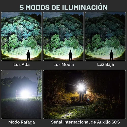 Vista 6 de Lylting Linternas Recargables Altos Lúmenes, 4 Pack 99,000 Lúmenes Linternas LED con Batería de 5000mAh, Linternas Multifuncionales Impermeables
