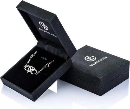 Vista 7 de BlingGem Tobilleras para mujer de plata de ley 925, pulsera de tobillo Infinity Hear con circonita cúbica, oro rosa, verano, playa, elegante cadena