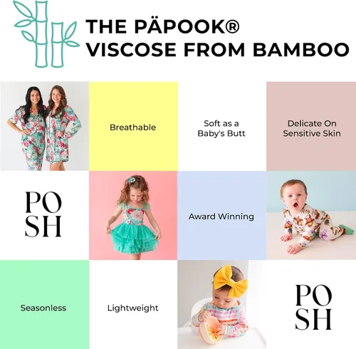 Vista 4 de Posh Peanut Conjunto básico de manga corta con peplum top y Bloomer - Conjunto de volantes Bummie - Viscosa suave de bambú