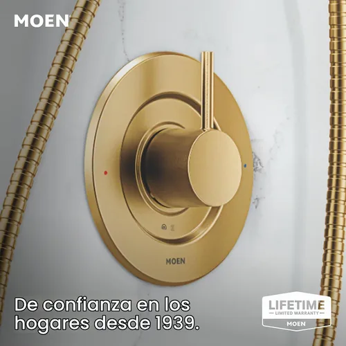 Vista 2 de Moen Align Manija de palanca única de ducha con equilibrio de presión en oro cepillado, requiere válvula Posi-Temp, T2191BG