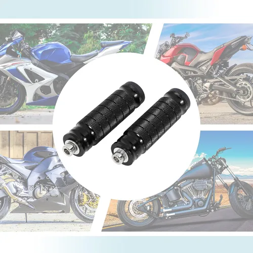 Vista 5 de F FIERCE CYCLE 1 par de reposapiés de aluminio de 6mm para motocicleta, set trasero plegable, reposapiés para motociclismo, estribo negro