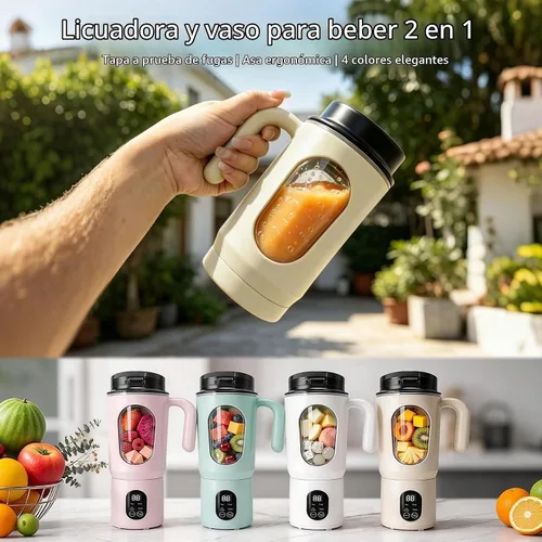 Vista 8 de Batidora portátil para batidos, 580ML USB-C recargable Juicer Cup (beige)