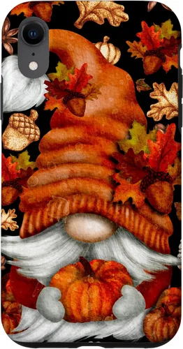 Vista 24 de iPhone 13 Lindo gnomo de Acción de Gracias calabaza otoño árbol otoño hojas caso