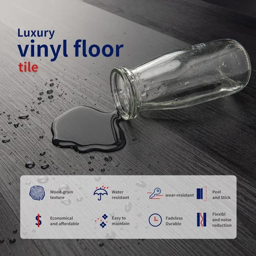 Vista 2 de Art3dwallpanels Azulejos de vinilo para despegar y pegar, 24 hojas de 36 pies cuadrados, tablón de madera adhesivo negro, diseño fino