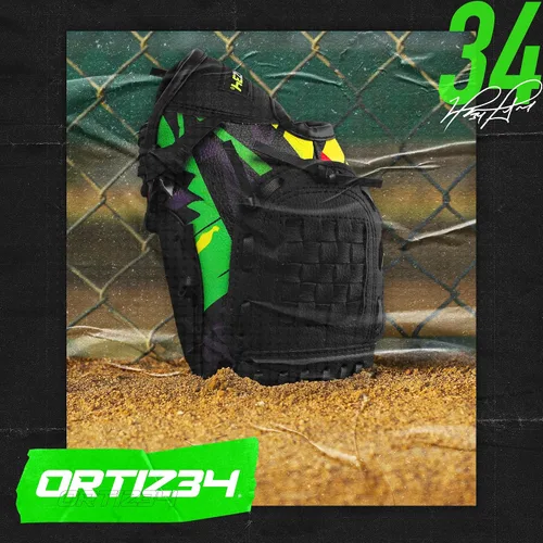 Vista 6 de Guante de T-Ball con Graffiti de 9" - Guante de Béisbol Juvenil con Graffiti David Ortiz - Para Diestros, Fácil de Cerrar, No Requiere Verde/Púrpura
