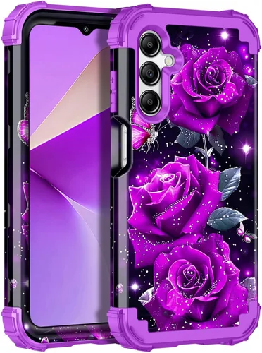 Vista 13 de Miqala Funda para Galaxy A14 5G, que brilla en la oscuridad, tres capas, resistente, a prueba de golpes, protección completa, parachoques