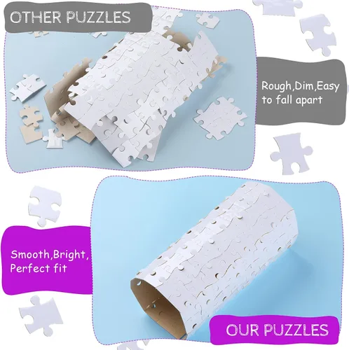 Vista 7 de Skylety 3 juegos de rompecabezas de sublimación en blanco a granel 120 piezas A4 rompecabezas DIY transferencia térmica rompecabezas personalizado