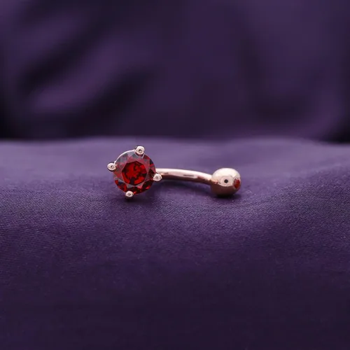 Vista 2 de AFFY Piercing para el cuerpo en oro de 14 quilates sobre plata de ley, granate