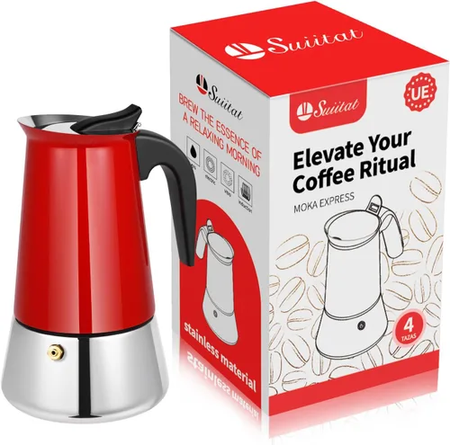 Vista 14 de Cafetera Moka Eléctrica de Aluminio Plateado, Cafetera de Espresso de 3 o 6 Tazas con Placa de Reducción de Dosis