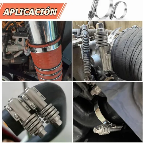 Vista 6 de Paquete de 2 abrazaderas de manguera sin fin de alta resistencia, rango ajustable de 1"-1 3/4" (25-45mm), abrazaderas de manguera de engranaje sin 2