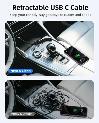 Vista 2 de Cable USB C a USB C en espiral corto de 1 pie, paquete de 2 unidades, cable