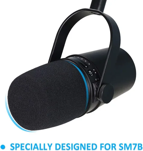 Vista 2 de SUNMON Shure MV7 Pop Filter - Cubierta de espuma para parabrisas de micrófono profesional compatible con micrófono Shure MV7 Podcast para minimizar