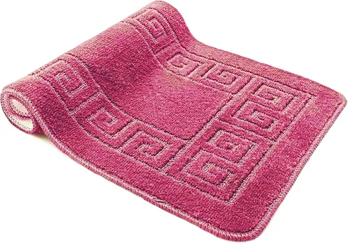 Vista 3 de Home Must Haves Juego de baño de 3 piezas con patrón de retazos rosa rosa (18 x 29 pulgadas), tapete de contorno grande (18 x 19 pulgadas), cubierta