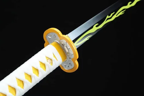 Vista 6 de Demon Slayer - Espada Tanjiro Katana de acero 1065, espiga completa, hecha a mano, Katana japonesa real, 41 pulgadas