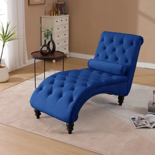 Vista 9 de Tumbona para interiores, sillón con botones para dormitorio Beige