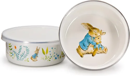 Vista 2 de Golden Rabbit Enamelware - Juego de 4-14oz Tazones de sopa (hojas de primavera)
