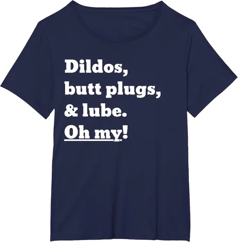 Vista 22 de Consoladores, tapones para los glúteos y lubricante. Camiseta Oh My! Azul bebé