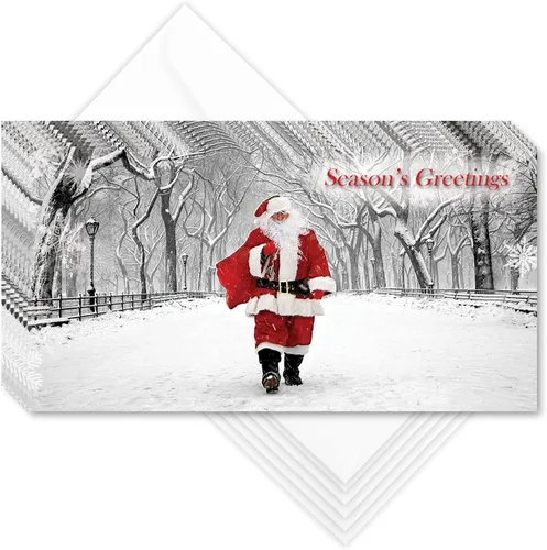 Vista 10 de Angels At Rockefeller Center NYC - Juego de 6 tarjeteros de Navidad con sobres blancos - Season's Greetings Holiday Tri-Fold Cash, cheques