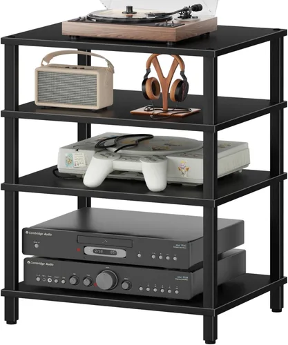 Vista 12 de Soporte para reproductor multimedia AV de 3 niveles, gabinete estéreo, gabinete estéreo moderno, estante de consola de juegos, soporte de TV