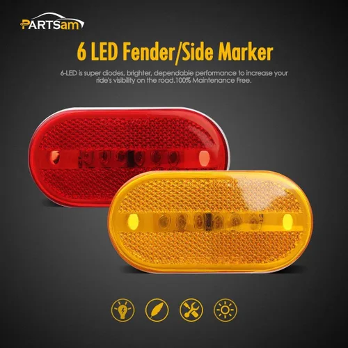 Vista 2 de Partsam 10 luces rectangulares de 4 pulgadas para remolque RV con 6 luces LED laterales con lente reflejo [certificado DOT] montaje en superficie