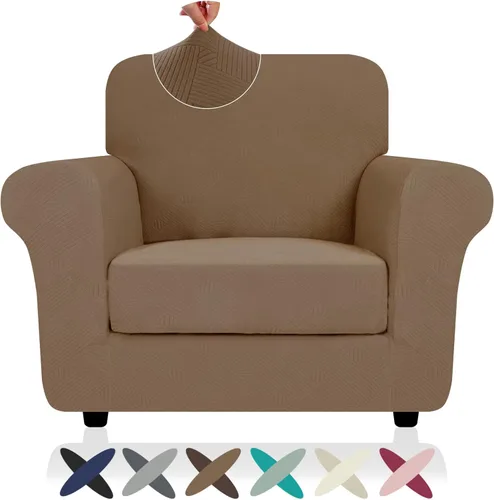 Vista 49 de ZNSAYOTX 2026 Funda de silla a rayas de 2 piezas (79 cm - 117 cm), funda de sillón elástica gruesa con banda elástica antideslizante y lazos