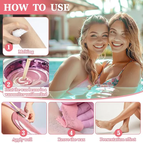 Vista 4 de Sukh Cuentas de cera dura para depilación – 15.17 oz, rosa, sin colofonia, hidratante, suave con la piel, evita quemaduras de afeitar, unisex