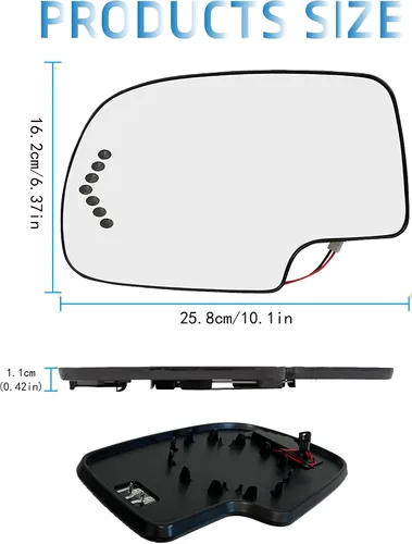 Vista 8 de Espejo lateral izquierdo de repuesto para Chevy Silverado, Cadillac, Gmc Sierra, Yukon 2003 2004 2005 2006 2007 con calefacción, soporte trasero