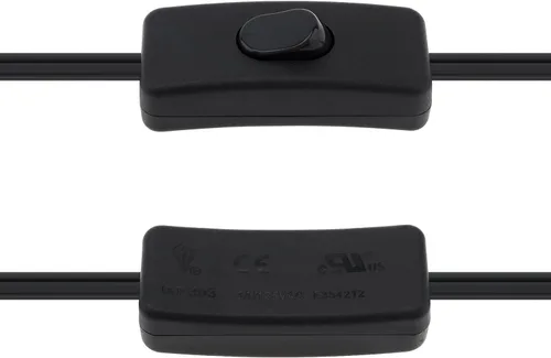 Vista 5 de RTNLIT Cable de lámpara de 6 pies con interruptor de botón de encendido/apagado y enchufe polarizado, extremos pelados listos para cableado, cable
