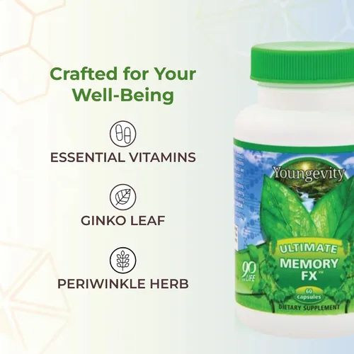 Vista 5 de Ultimate Memory Fx - 60 cápsulas Hoja de ginkgo, hierba bígaro, vitaminas B1, B2, B6, B12 y C, función cerebral, retención de memoria, salud