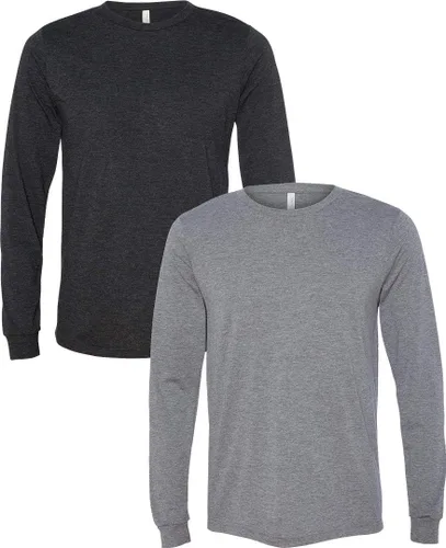 Vista 9 de Canvas Filmore 3501 - Camiseta de 4.2 onzas para hombre manga larga (1) Ceniza + (1) Jaspeado atlético