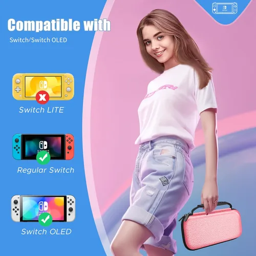 Vista 3 de homicozy Carrying Case for Nintendo Switch and Switch OLED Console,Hard Travel Case Shell Pouch for Nintendo Switch Console & Accessories,Protective