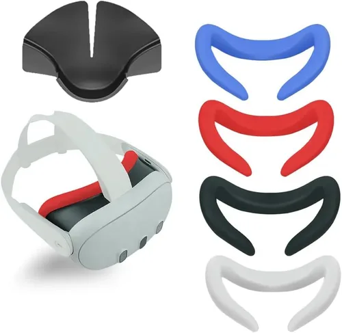 Vista 2 de TNE Face Cushion Cover, Nose GuardLight Blocker, Outer Shell, Thumbstick Caps, Lens Pad for Meta Quest 3 Silicone Face Pad Cover, Front Cover, Lens