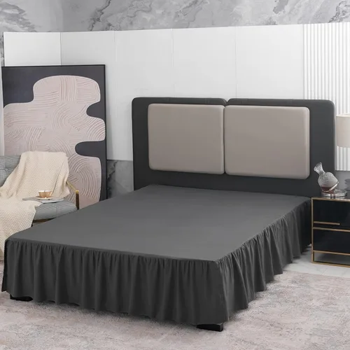 Vista 3 de TSUTOMI Falda de Cama Negra Tamaño Twin con Volantes y Esquinas Divididas, Falda de Cama Twin Caída de 12 Pulgadas, Falda de Cama Tamaño Twin Negra