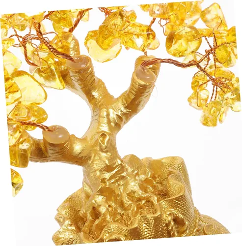 Vista 7 de Garneck Adornos de árbol de la suerte de cristal de 7.5 in para árbol de dinero, Feng Shui, estilo bonsái, adornos de riqueza para el hogar, tienda