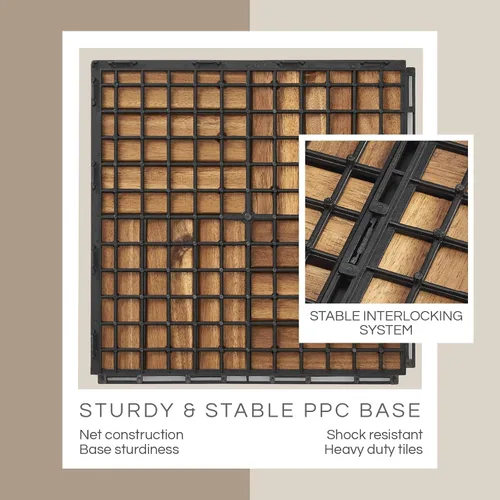 Vista 4 de Azulejos de cubierta premium, 10 piezas de suelo de patio - teca