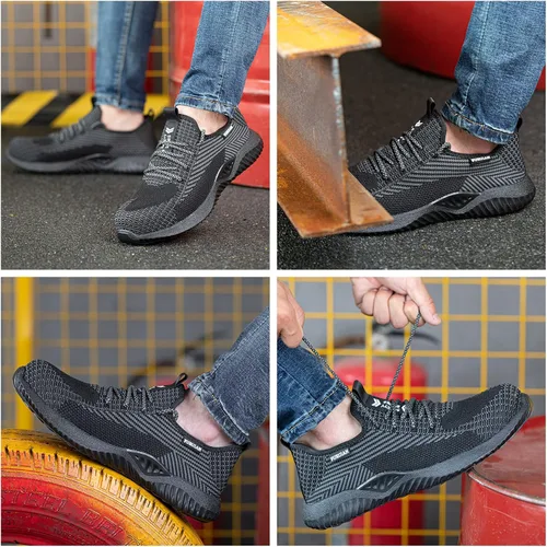 Vista 6 de Furuian Steel Toe Shoes for Men Comfortable Safety Shoes Non Slip Steel Toe Sneakers Warehouse Industry Contstruction Mens Work Shoes