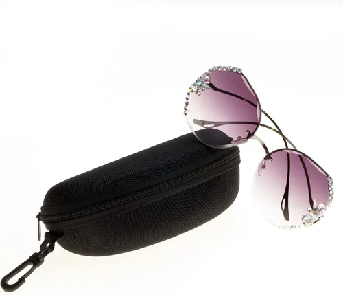 Vista 4 de Gafas de sol con protección UV para mujer gafas de sol de estilo moderno con borde de cristal con caja de gafas de sol