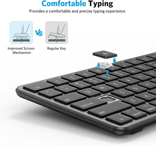 Vista 5 de OMOTON Teclado Bluetooth compatible solo con Mac, con teclado numérico, teclado inalámbrico recargable compatible con MacBook Pro/Air, iMac, Mac